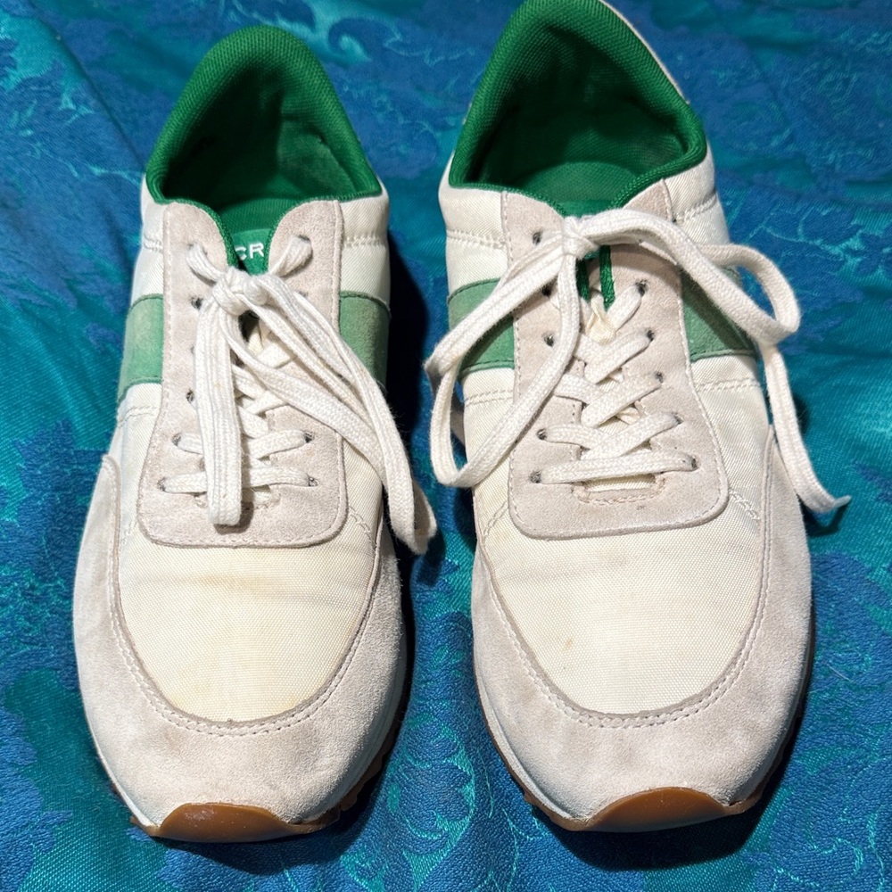 J. Crew Colorblock Trainers Green and Cream Women's Sneakers 9